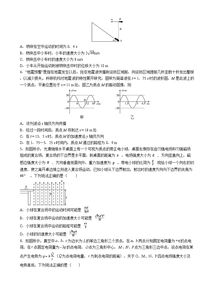 2025届湖南省湘潭市高三下学期5月底第五次模拟预测练习物理试卷(高考模拟)第2页
