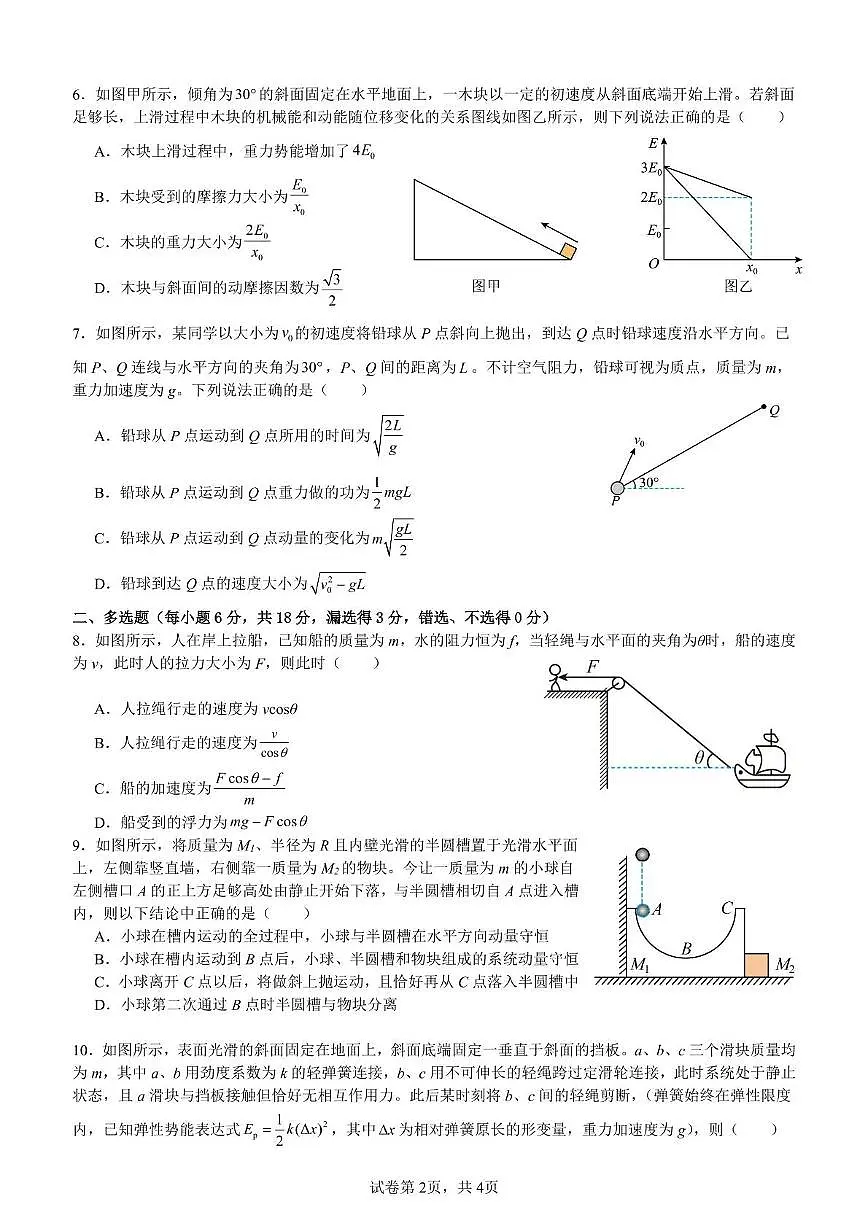 广东省广州外国语学校2024-2025学年高一下学期6月月考物理试题第2页