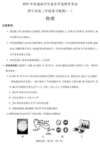2025届青海省西宁市高三下学期一模物理试卷(高考模拟)
