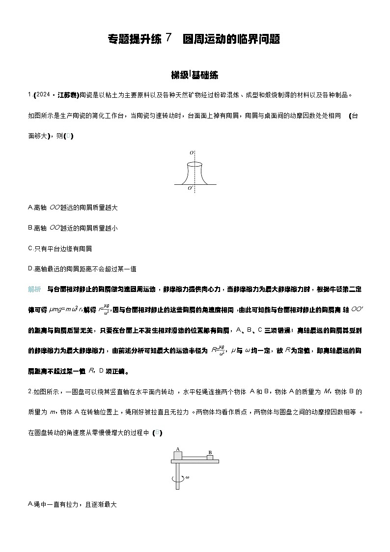 专题提升练7 圆周运动的临界问题第1页
