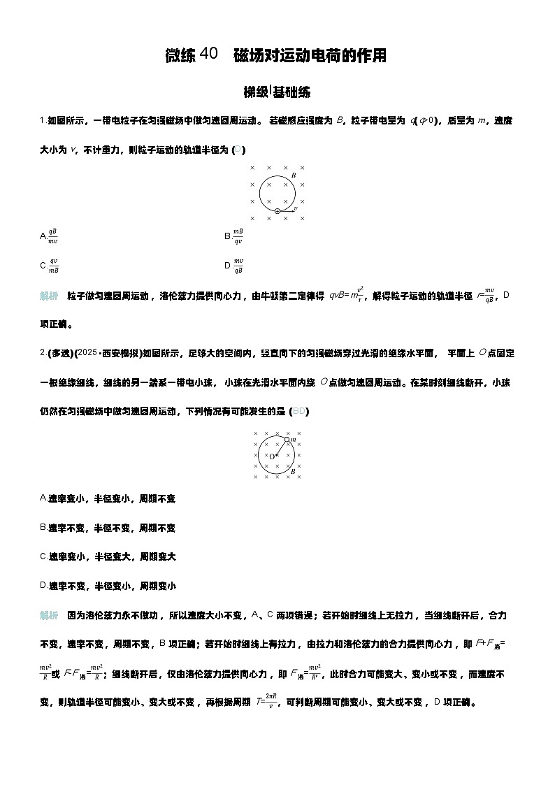 微练40 磁场对运动电荷的作用第1页