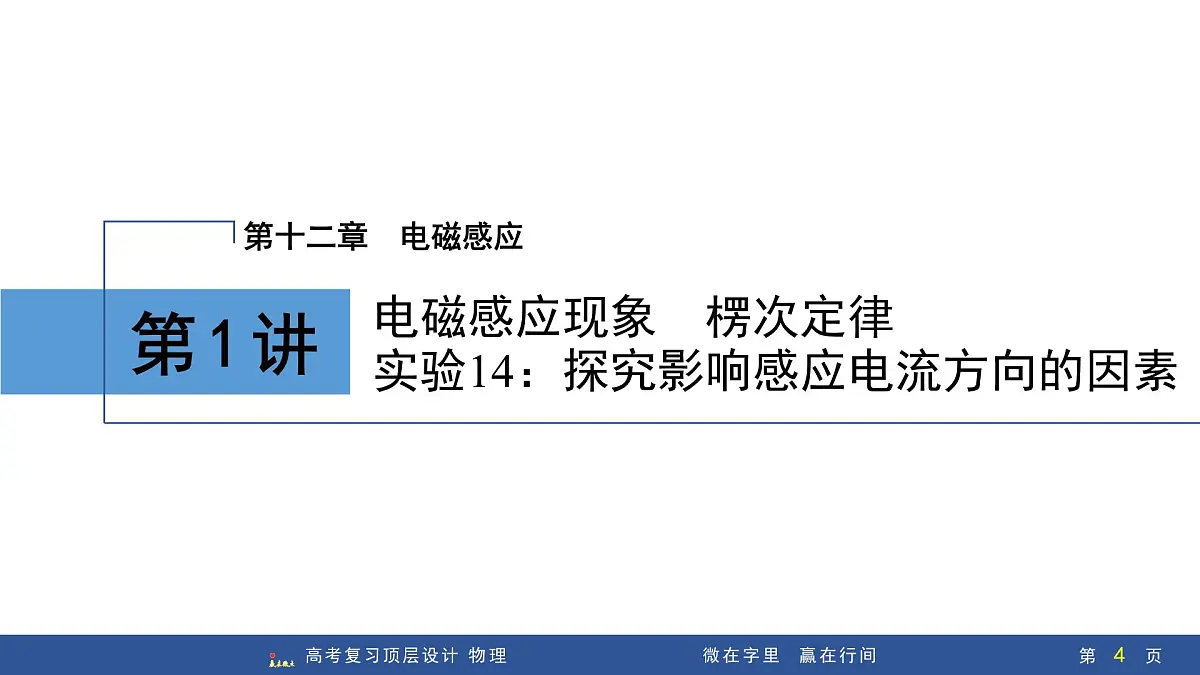 第1讲 电磁感应现象 楞次定律 实验14:探究影响感应电流方向的因素第4页