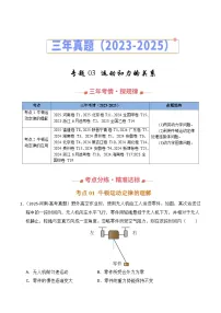 三年(2023-2025)高考物理真题分类汇编:专题03 运动和力的关系(全国通用)(原卷版)