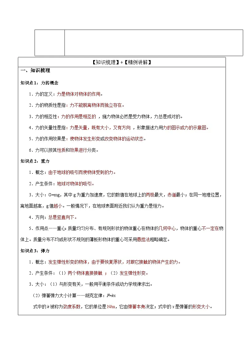 3.2 专题 弹力、摩擦力 导学案 -高中物理人教版(2019)必修第一册第2页
