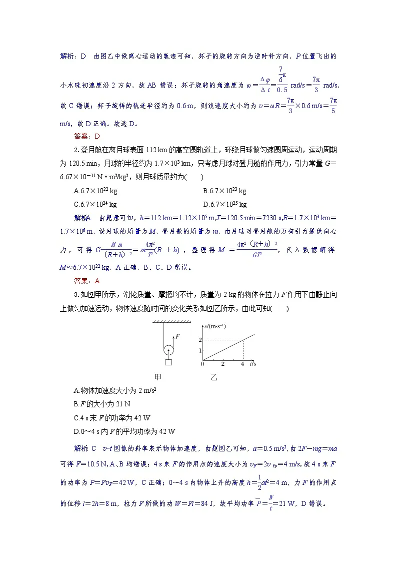 高一物理试题解析板第2页
