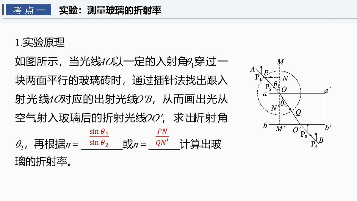 2026高考物理大一轮复习-实验十七:测量玻璃的折射率实验十八:用双缝干涉实验测量光的波长【课件】第4页
