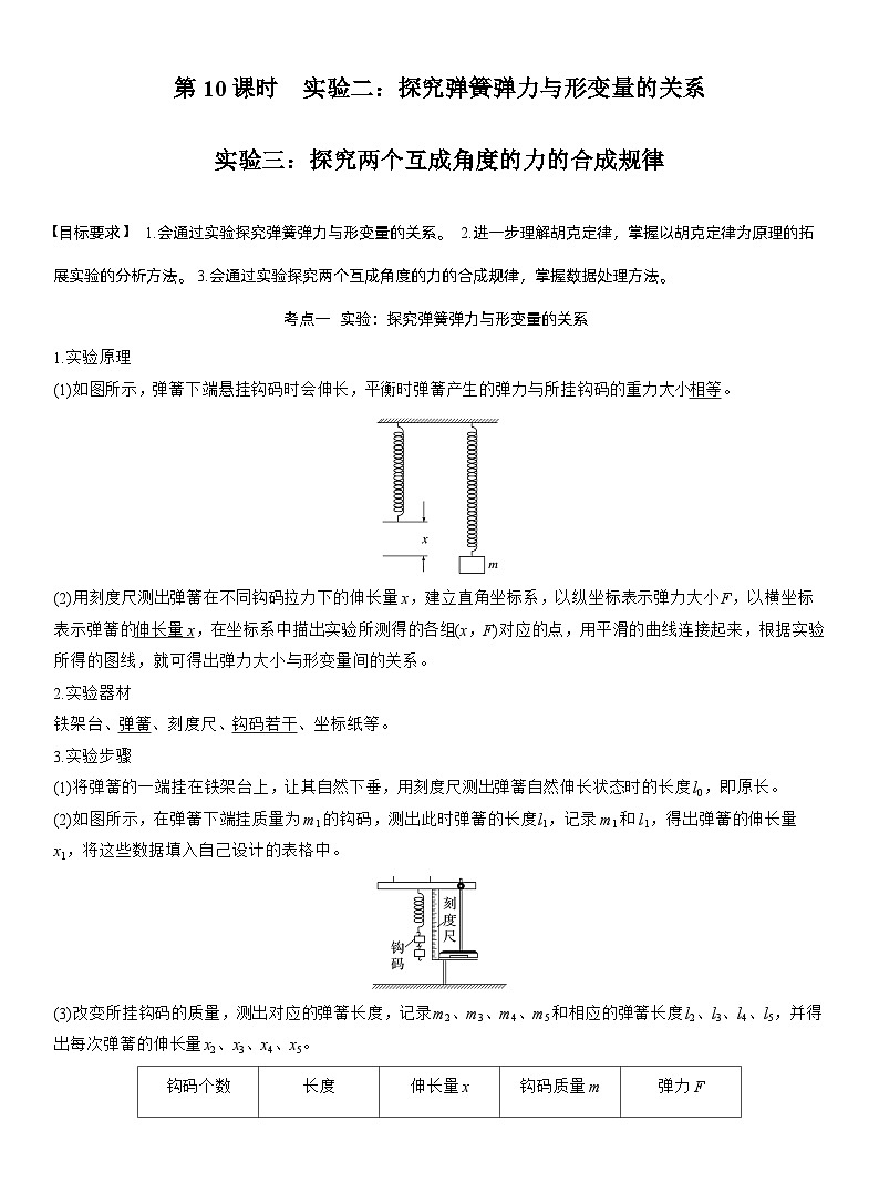 2026高考物理一轮复习-第二章-第10课时-实验二 实验三-专项训练【含答案】第1页