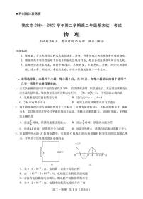 广东省肇庆市2024-2025学年高二下学期期末考试物理试题（含答案）