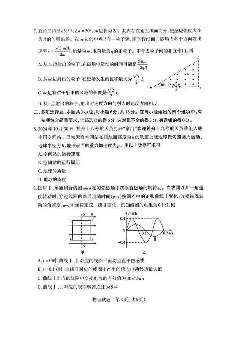 山西省启航卷2025届高考考前适应性测试-物理试题(含答案)第3页