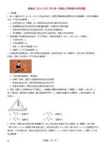湖南省2024_2025学年高一物理上学期期末考试试题含解析