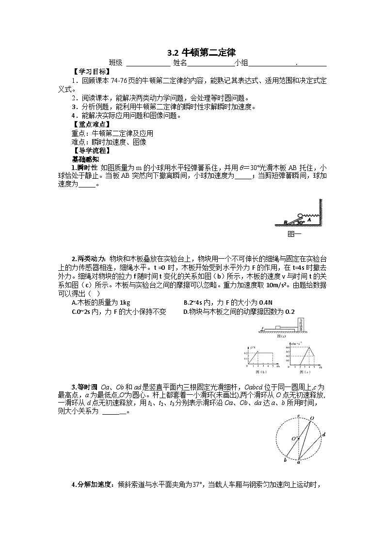 高考物理一轮复习学案:牛顿第二定律导纲第1页