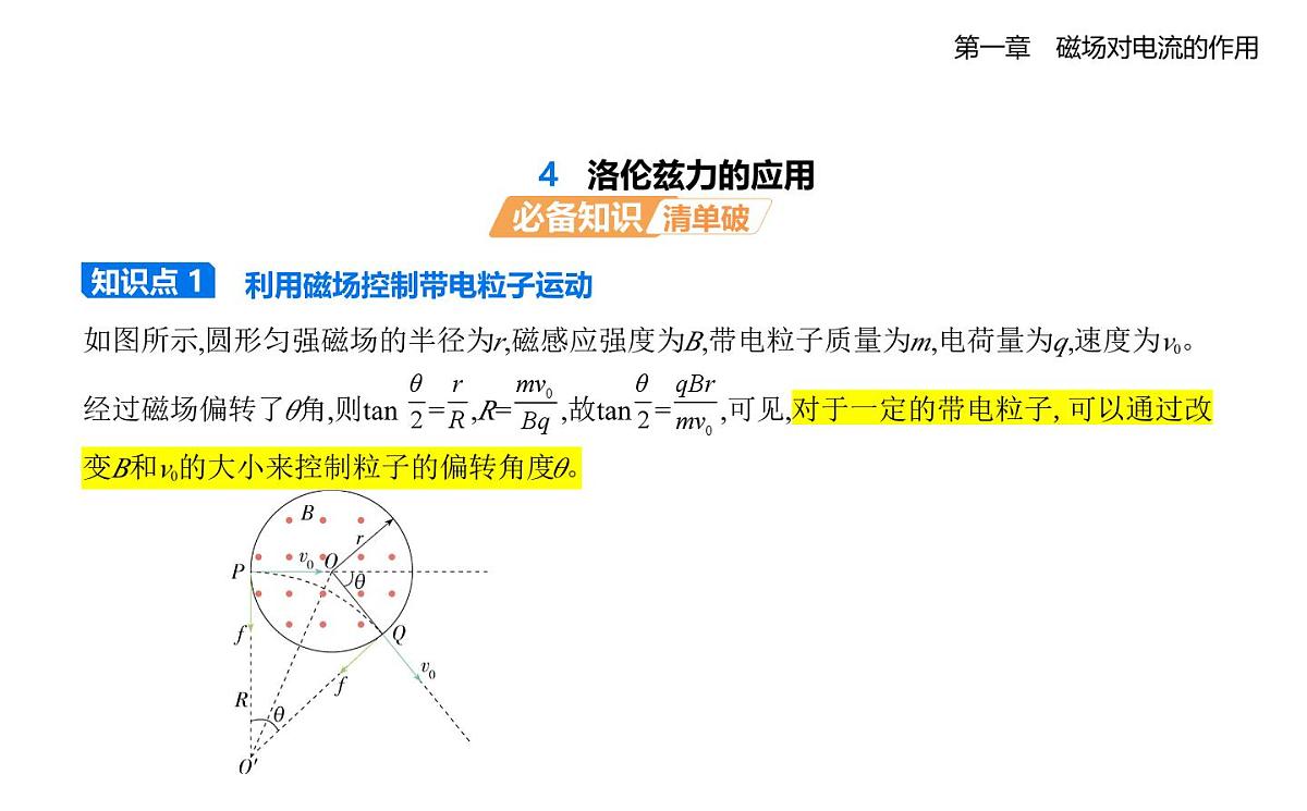 1.4洛伦兹力的应用知识点串讲课件-教科版高中物理高二上学期(选必二)第1页