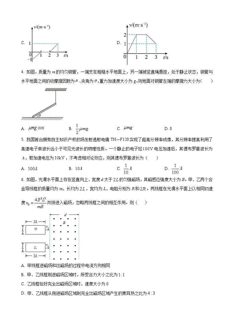 2025年高考真题——物理(陕晋青宁卷) Word版无答案第2页