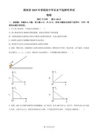 2025年高考湖南卷物理真题（原卷版+解析版）