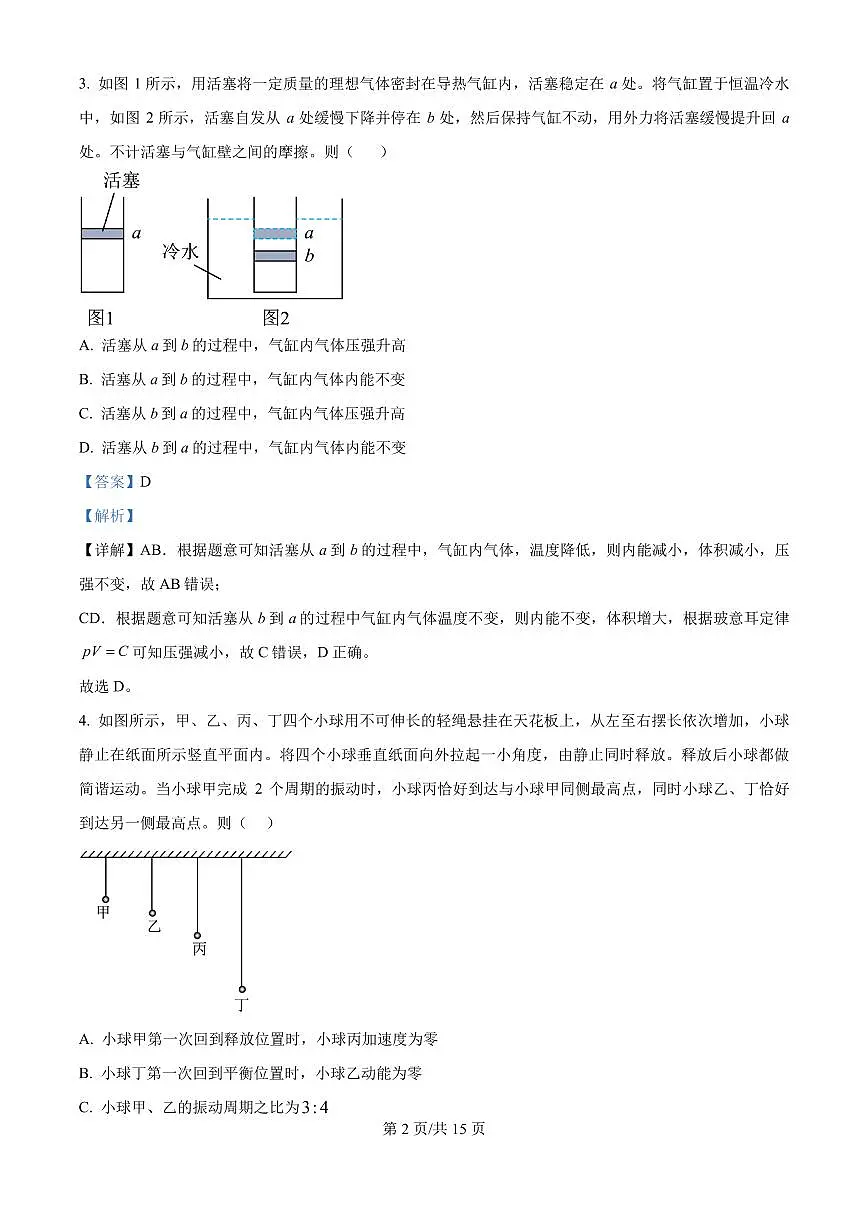 2025年高考四川卷物理真题(解析版)第2页