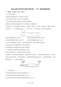 2024-2025学年四川省自贡市高一（下）期末物理试卷（含答案）