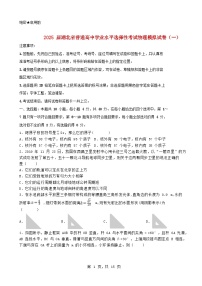 湖北省2025届高三物理学业水平选择性考试模拟试卷一