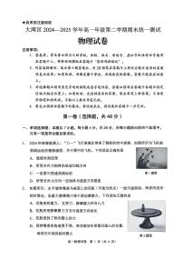 广东省大湾区2024-2025学年高一下学期期末统一测试物理试卷+答案