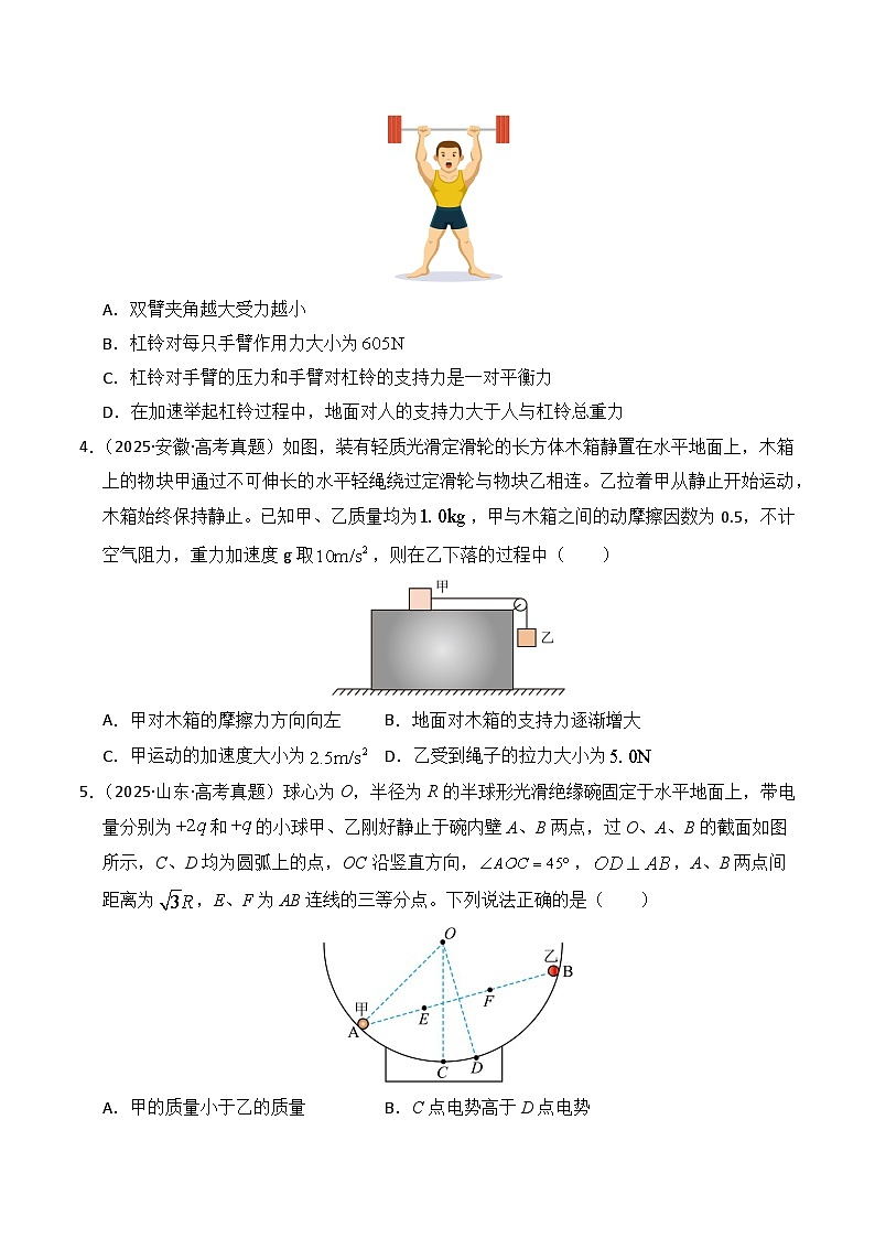 备战2026年高考物理(2025年真题分类汇编通用版)专题02相互作用(全国通用)(原卷版)第2页