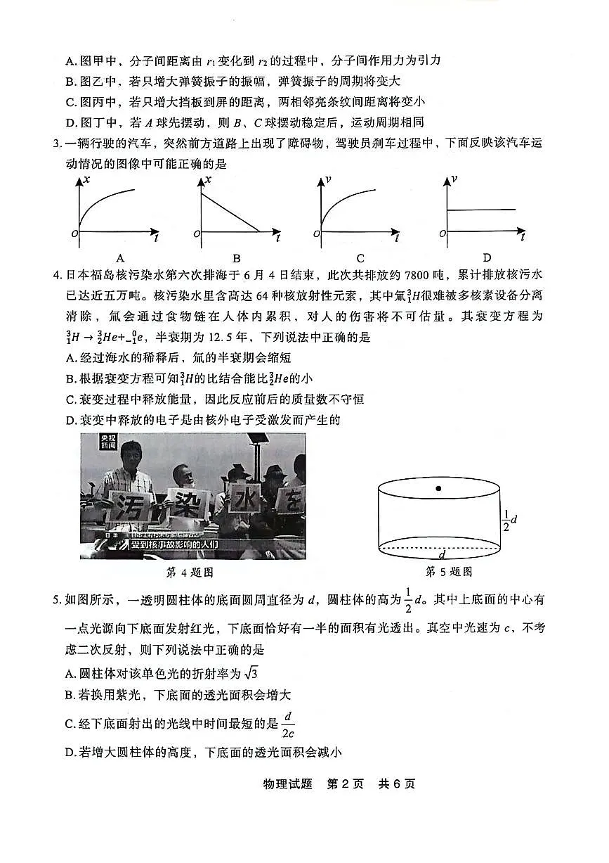 辽宁省点石联考2023-2024学年高二下学期7月期末联考物理试卷+答案第2页
