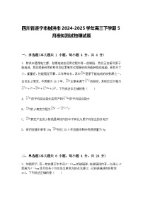 四川省遂宁市射洪市2024-2025学年高三下学期5月模拟测试物理试题（含答案解析）