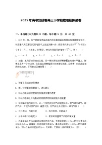 2025年高考安徽卷高三下学期物理模拟试卷（含答案解析）