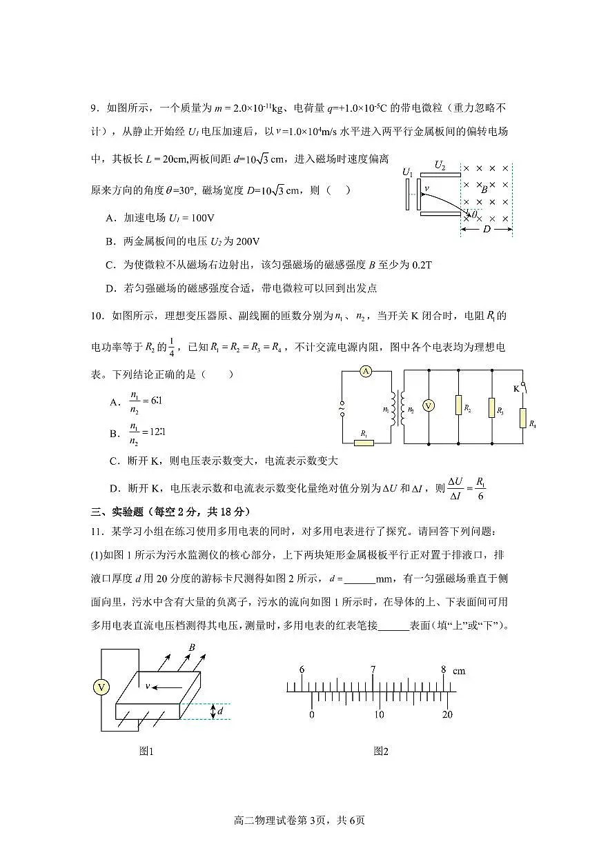 湖南省娄底市部分普通高中2024-2025学年高二下学期期末考试物理试卷(PDF版)第3页