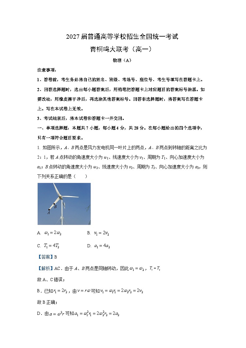 河南省驻马店市2024-2025学年高一下学期6月月考(A) 物理试卷(解析版)第1页