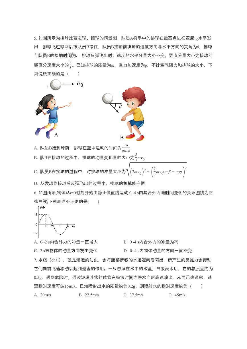 2025届高考物理一轮复习专项训练:动量守恒定律与机械振动第2页