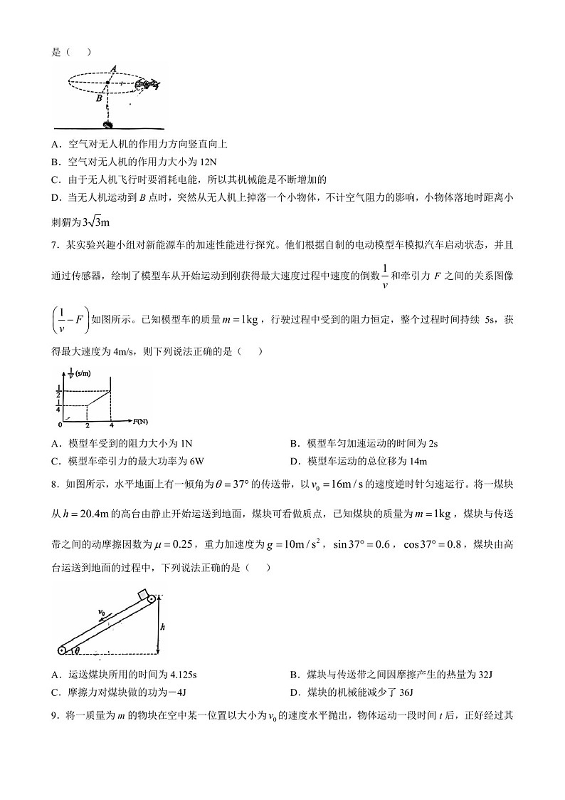 安徽省2025届省十联考高三下学期第二次教学质量检测-物理试卷(含答案)第3页