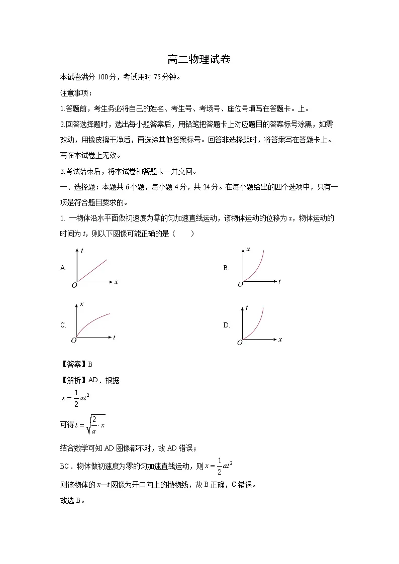 湖南省衡阳市2024-2025学年高二下学期7月期末物理试卷(解析版)第1页