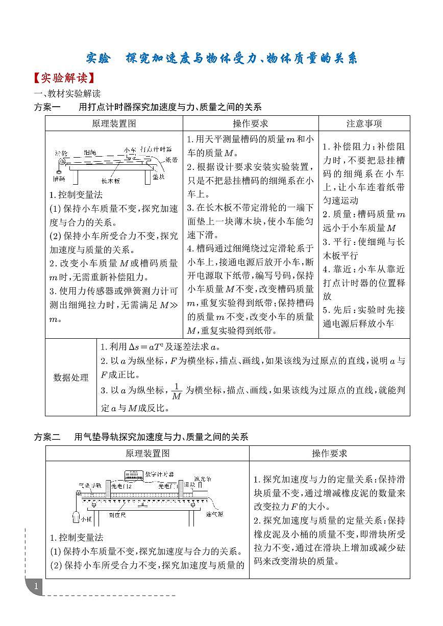 实验 探究加速度与物体受力、质量的关系(解析版)第1页
