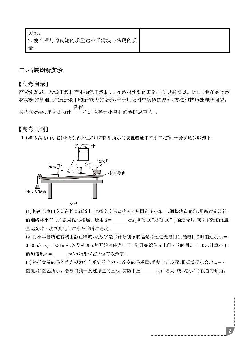 实验 探究加速度与物体受力、质量的关系(学生版)第2页
