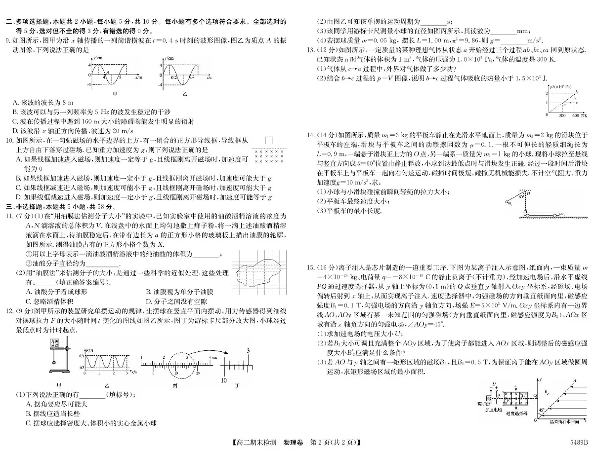 安徽省县中联盟2024-2025学年第二学期高二期末检测物理试卷+答案第2页