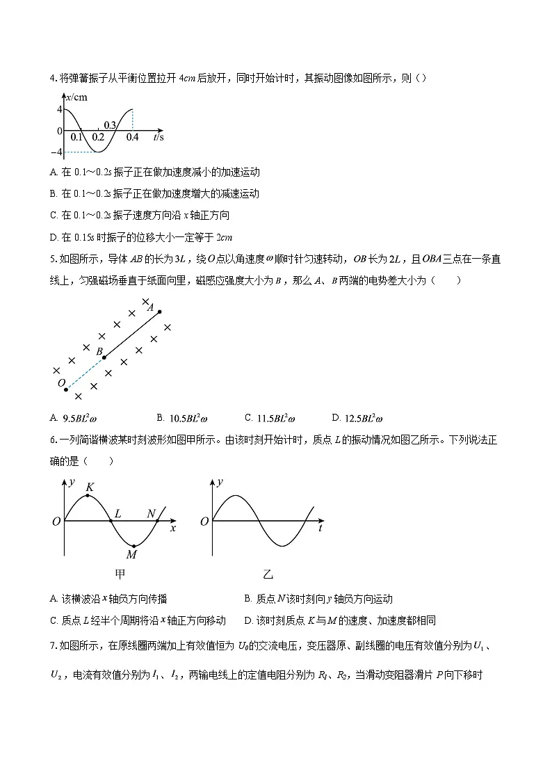 2024-2025学年安徽省多校高二(下)学情诊断检测物理试卷(5月)-自定义类型第2页