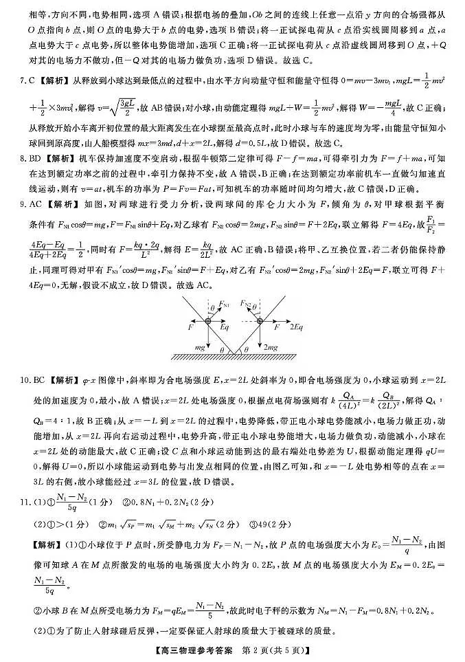 2026届河北衡水二中等多校高三上学期三调物理答案第2页