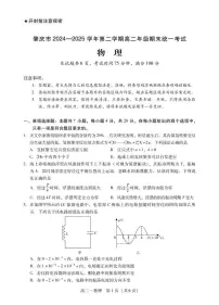 广东省肇庆市2024-2025学年高二下学期期末考试物理试卷