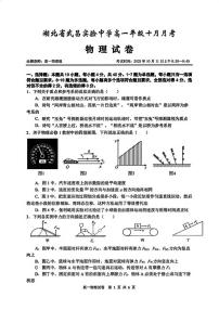 湖北省武昌实验中学2025-2026学年高一上学期10月月考物理试卷