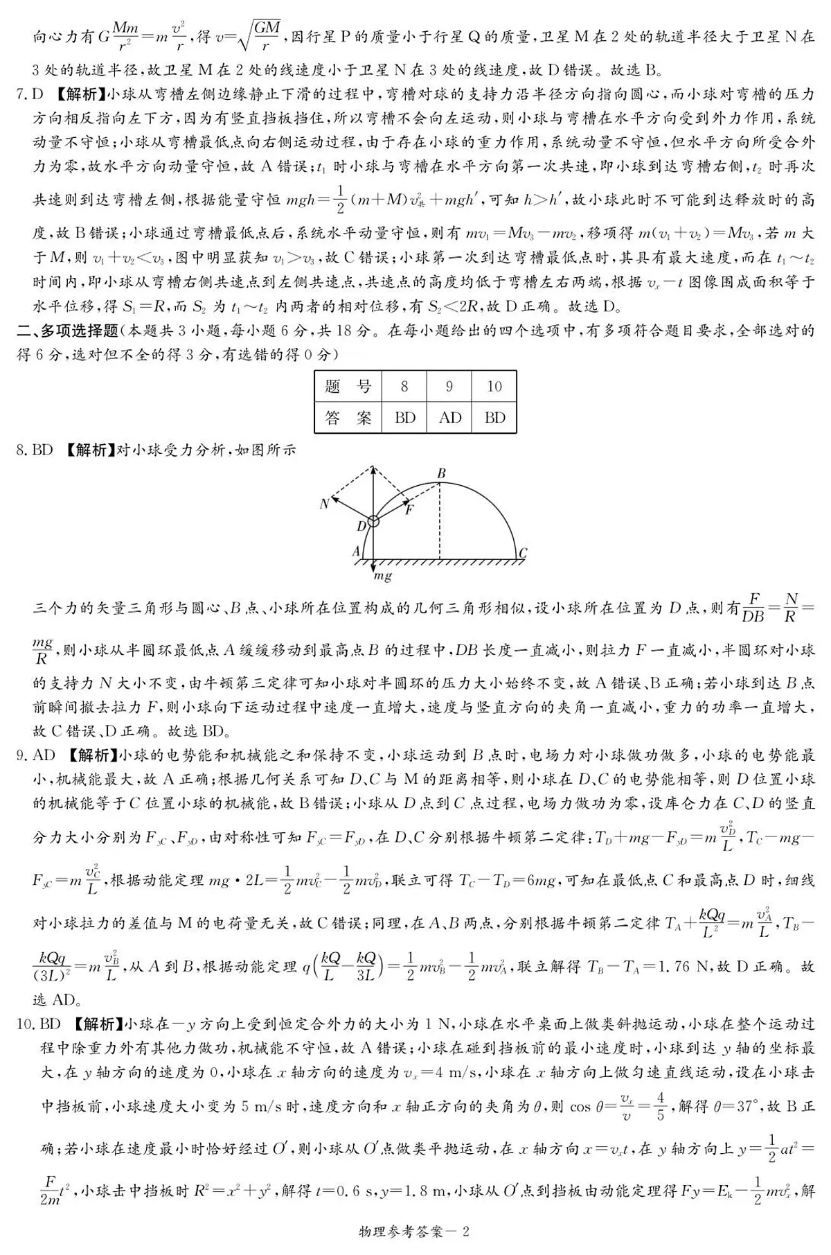 物理答案(江西七校联考一)第2页
