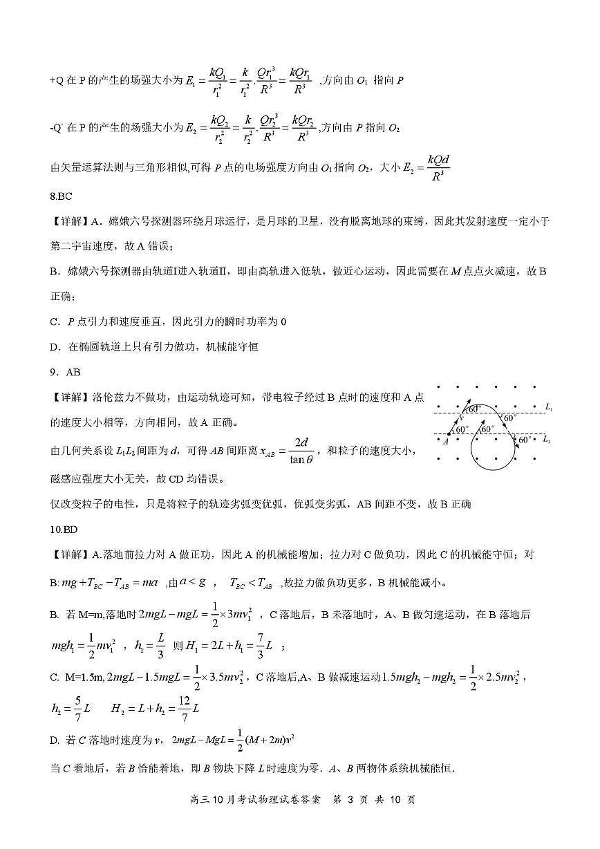 湖北云学联盟2026届高三上学期10月考试物理答案第3页