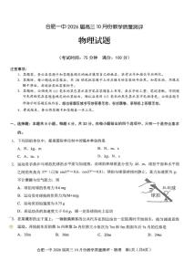 2026届合肥一中高三上学期10月质检物理试题（含答案）