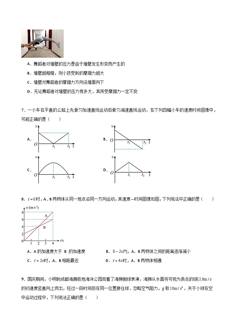 2025-2026学年高一物理期中模拟卷【测试范围:必修第一册第1~3章】(考试版A4)(人教版)第3页