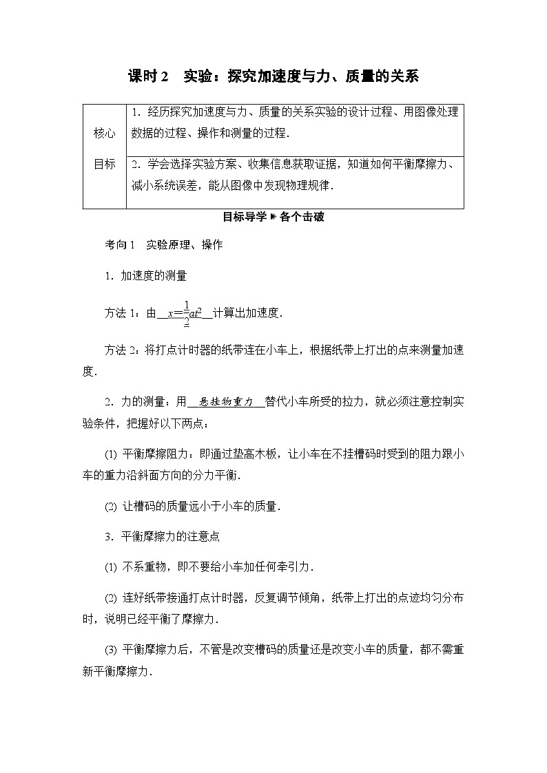 2025-2026学年高中物理人教版(2019)必修 第一册 4.2 实验:探究加速度与力、质量的关系 学案第1页
