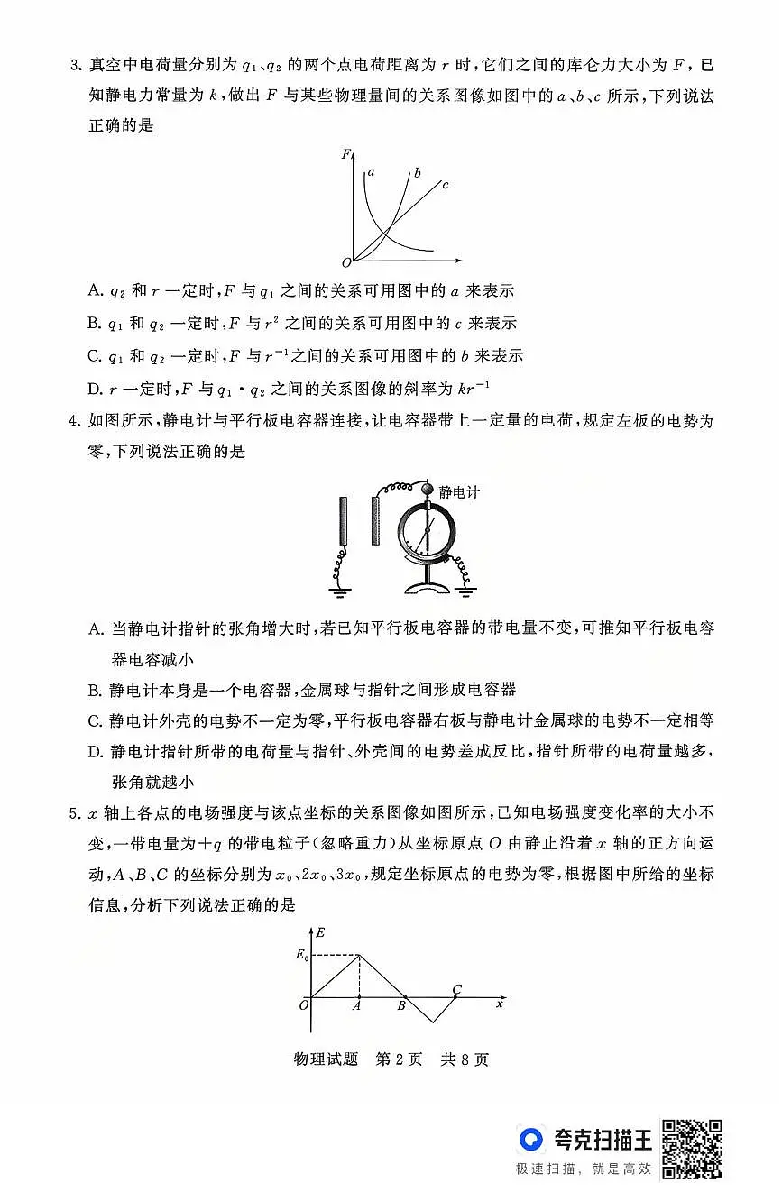 山西省T8联考2025-2026学年高二上学期10月学业质量评价联考物理试题(PDF版,含解析)第2页