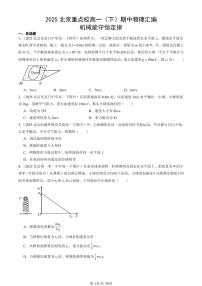 2025北京重点校高一（下）期中物理汇编：机械能守恒定律