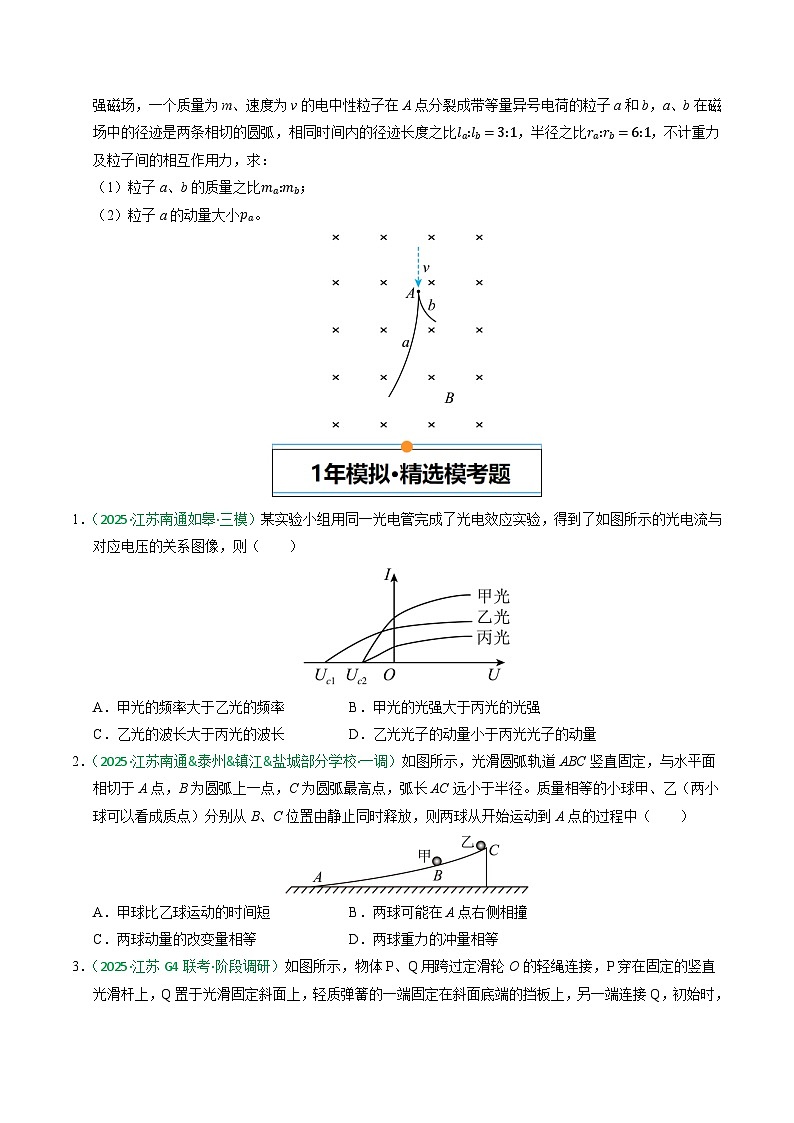 备战2026年高考近五年(2021-2025)高考物理真题分类汇编(江苏专用)专题07动量(学生版+解析)第3页