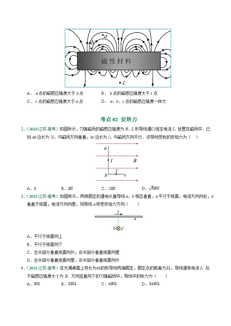 备战2026年高考近五年(2021-2025)高考物理真题分类汇编(江苏专用)专题10磁场(学生版+解析)第2页