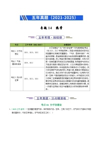 备战2026年高考近五年(2021-2025)高考物理真题分类汇编(江苏专用)专题14热学(学生版+解析)