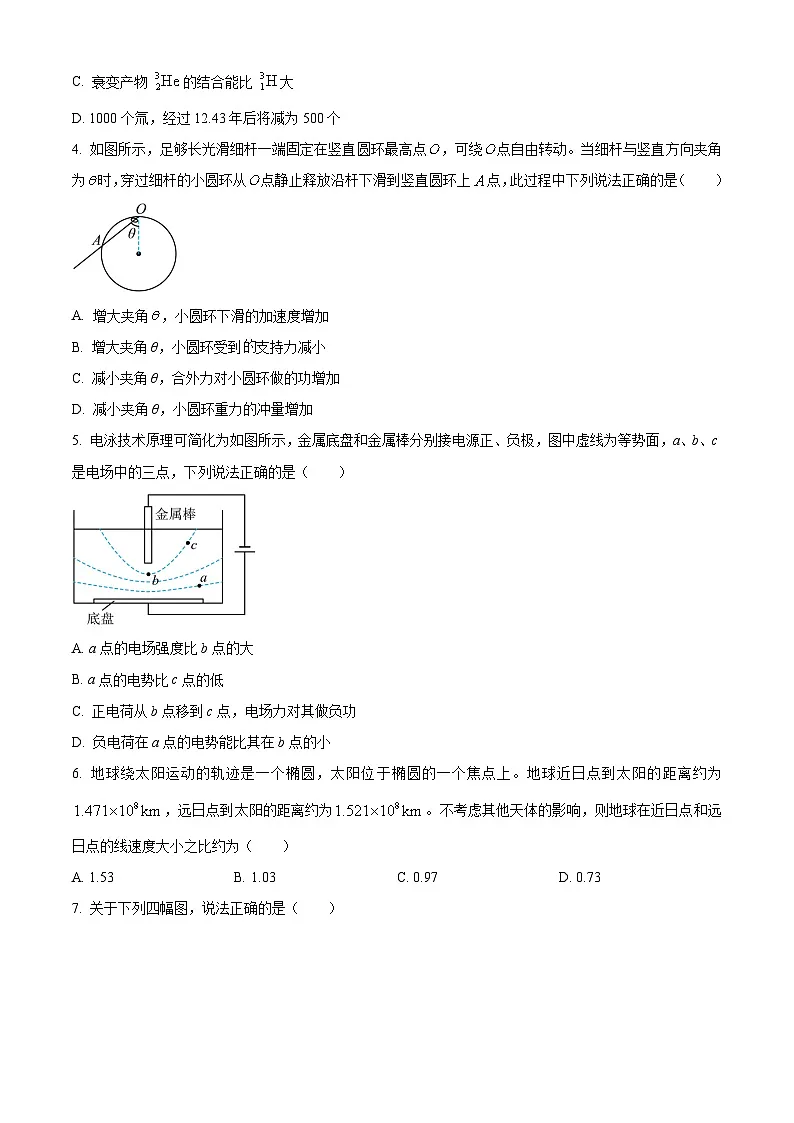 2026届浙江省A9协作体高三上学期一模物理试题(原卷版)第2页