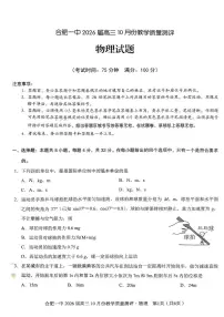 2026届安徽省合肥市第一中高三上学期10月份教学质量检测物理试题 (月考)